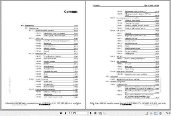 Liebherr Material Handling Machine LH110 M Maintenance Manual 3