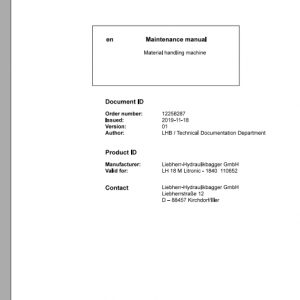 Liebherr Material Handling Machine LH18 M Maintenance Manual