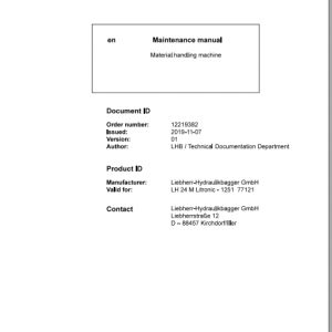 Liebherr Material Handling Machine LH24 M Maintenance Manual