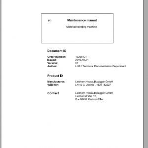 Liebherr Material Handling Machine LH40 C Maintenance Manual