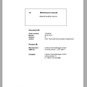 Liebherr Material Handling Machine LH40 M Maintenance Manual 1