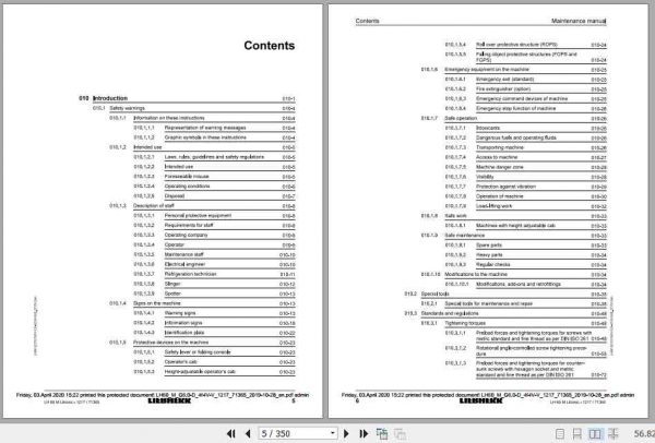 Liebherr Material Handling Machine LH60 M Maintenance Manual 2