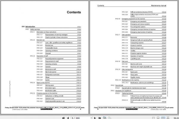 Liebherr Material Handling Machine LH80 M Maintenance Manual 2