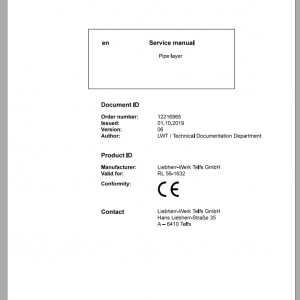 Liebherr Pipe Layer RL56 1632 14909 Service Manual 1 1