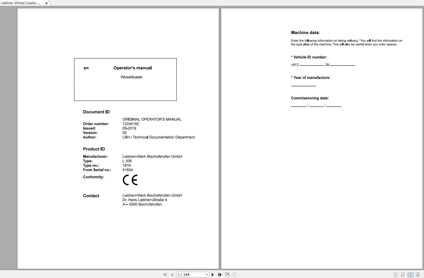 Liebherr Wheel Loader L506 1816 S