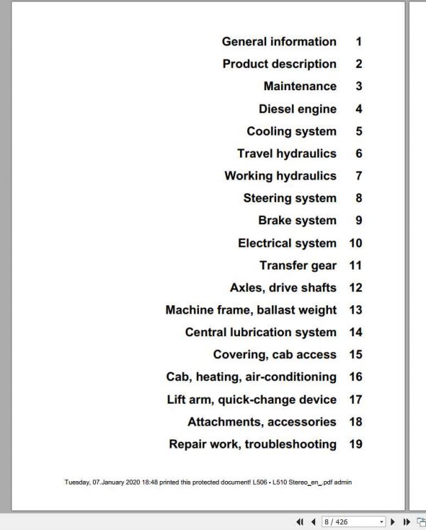 Liebherr Wheel Loader L506 L510 Stereo Service Manuals 2