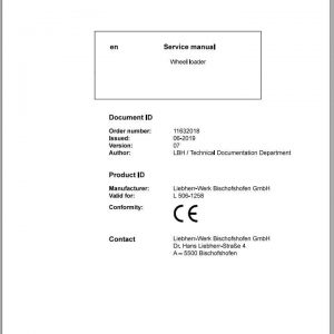 Liebherr Wheel Loader L5061258 Service Manuals 1
