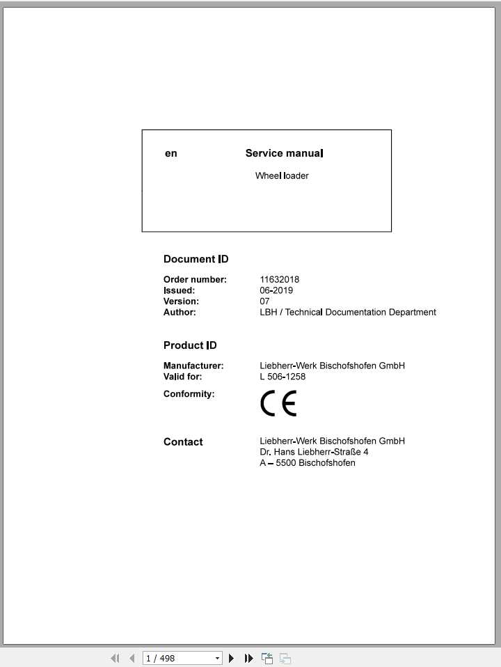 Liebherr Wheel Loader L5061258 Service Manuals 1