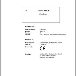 Liebherr Wheel Loader L5061577 Service Manuals 1