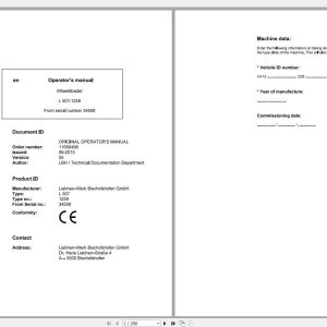 Liebherr Wheel Loader L507 1259 SN 34508 Operators Manual 1