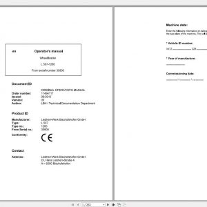 Liebherr Wheel Loader L507 1260 SN 30900 Operators Manual 1