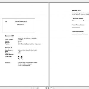 Liebherr Wheel Loader L507 1578 SN 43578 Operators Manual 1