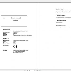 Liebherr Wheel Loader L507 1578 SN 53995 Operators Manual 1