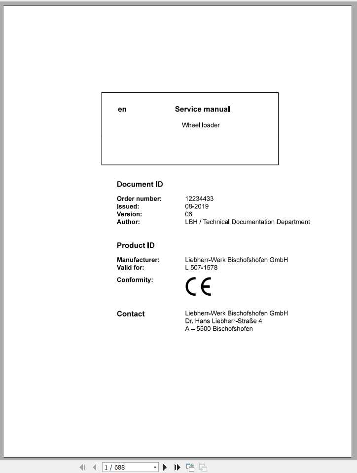 Liebherr Wheel Loader L5071578 Service Manuals 1