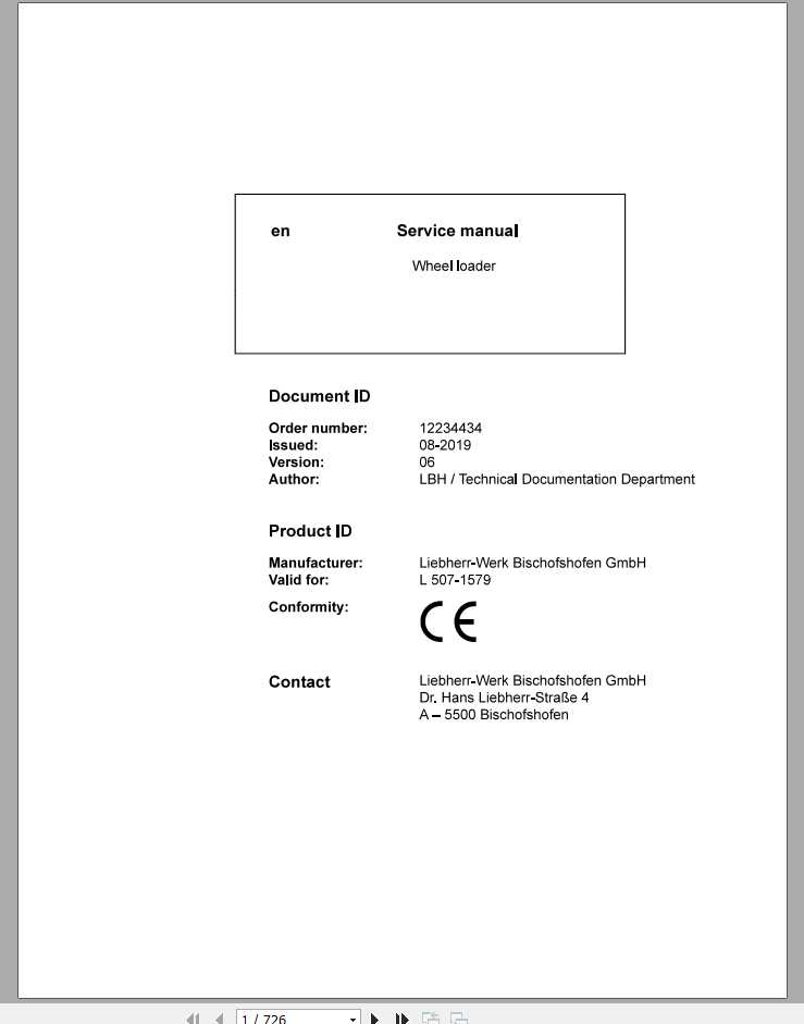 Liebherr Wheel Loader L5071579 06 Service Manuals 1