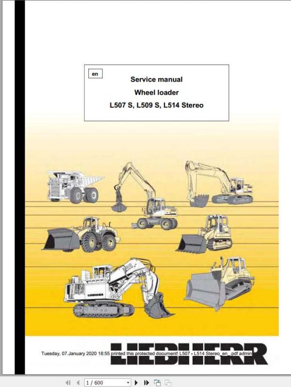 Liebherr Wheel Loader L507 S L509 S L514 Stereo Service Manuals 1