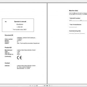 Liebherr Wheel Loader L508 1261 SN 28031 Operators Manual 1