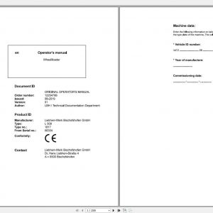 Liebherr Wheel Loader L508 1817 SN 56304 Operators Manual 1