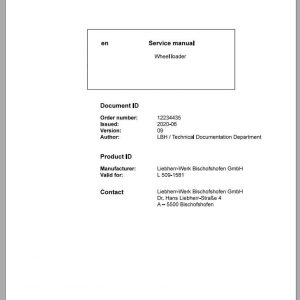 Liebherr Wheel Loader L509 1581 Service Manual