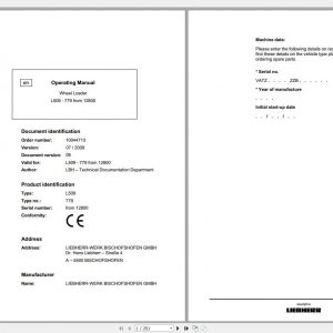Liebherr Wheel Loader L509 779 SN 12800 Operators Manual 1