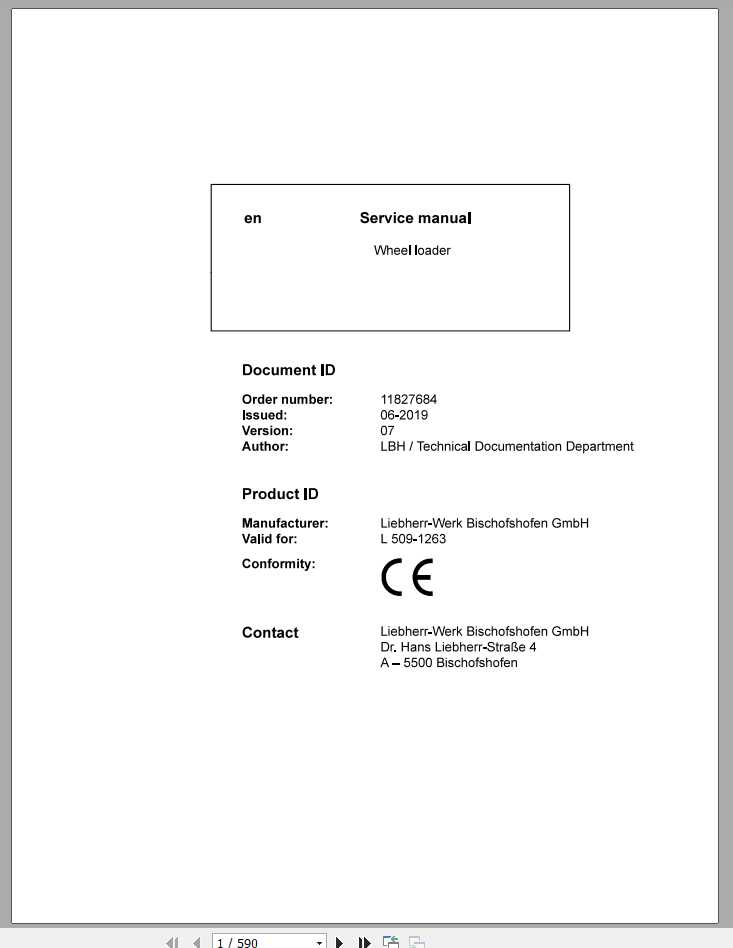 Liebherr Wheel Loader L5091263 Service Manuals 1