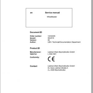 Liebherr Wheel Loader L5091581 Service Manuals 1