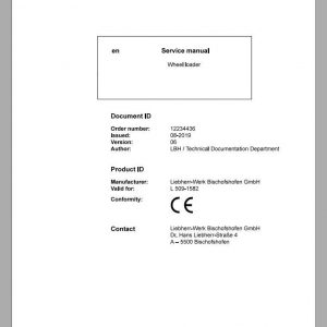 Liebherr Wheel Loader L5091582 Service Manuals 1