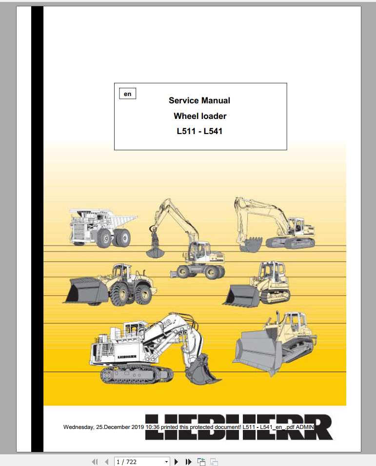 Liebherr Wheel Loader L511   L541 Service Manuals
