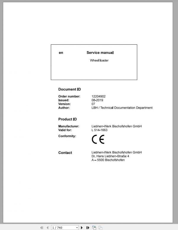 Liebherr Wheel Loader L5141663 Service Manuals 1