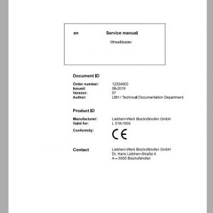 Liebherr Wheel Loader L5181655 Service Manuals 1