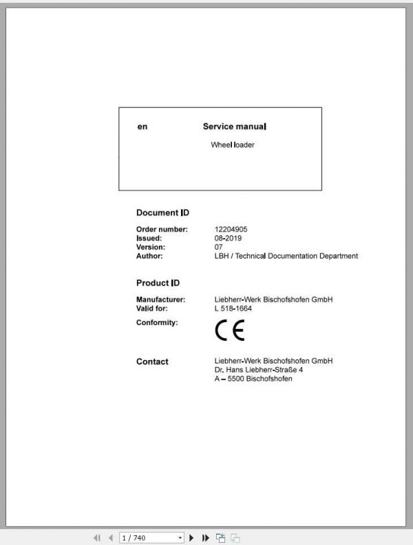 Liebherr Wheel Loader L5181664 Service Manuals 1
