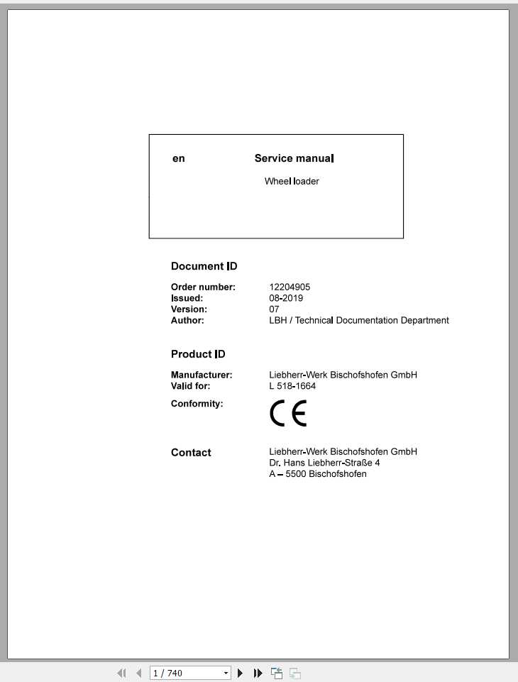 Liebherr Wheel Loader L5181664 Service Manuals 1