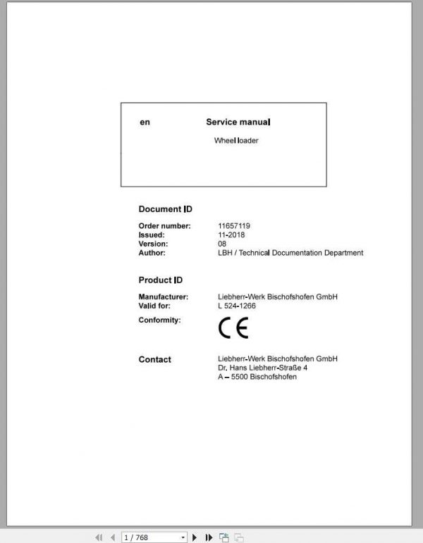 Liebherr Wheel Loader L5241266 Service Manuals 1
