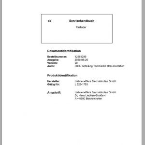 Liebherr Wheel Loader L526 1753 Service Manual 1
