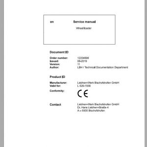 Liebherr Wheel Loader L5261558 Service Manuals 1