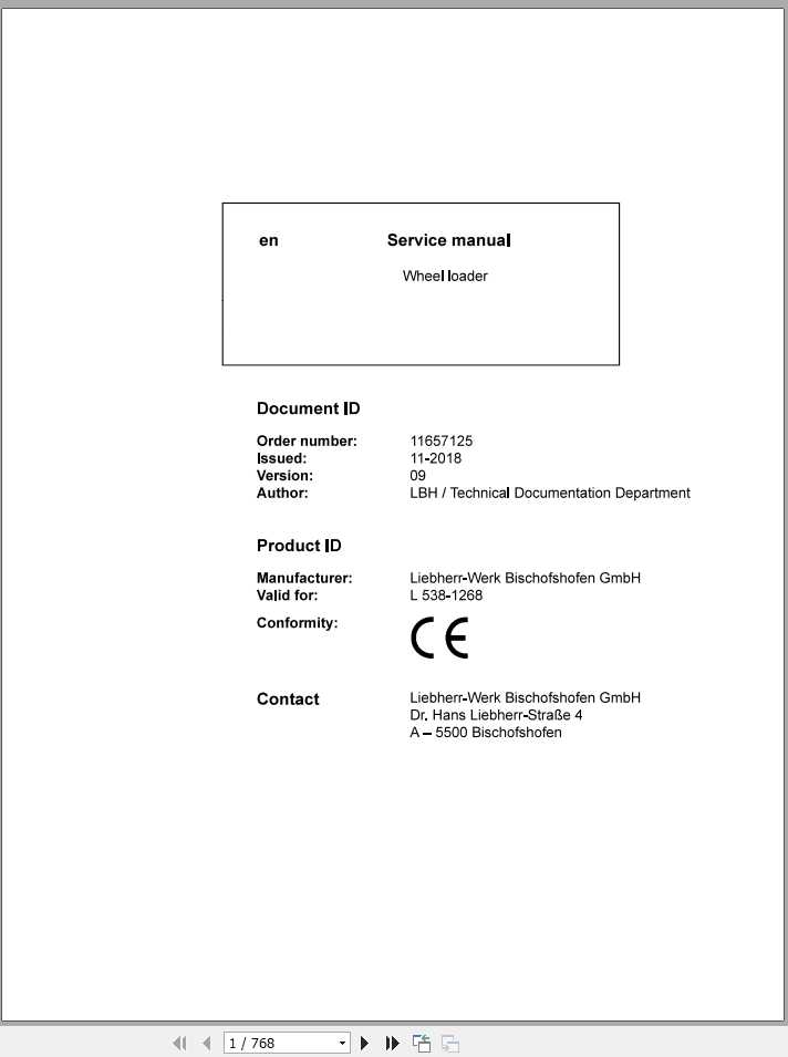 Liebherr Wheel Loader L5381268 Service Manuals 1