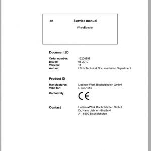 Liebherr Wheel Loader L5381559 Service Manuals 1