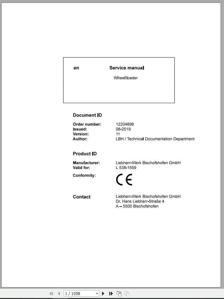 Liebherr Wheel Loader L5381559 Service Manuals 1