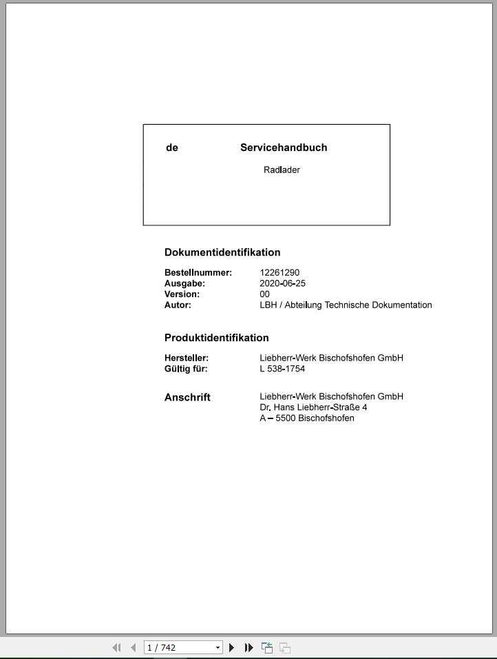 Liebherr Wheel Loader L538 1754 Service ManualDE