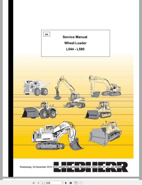 Liebherr Wheel Loader L544 L580 Service Manuals