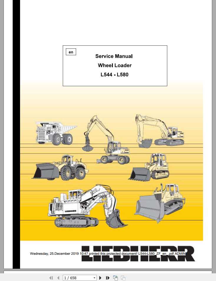 Liebherr Wheel Loader L544 L580 Service Manuals