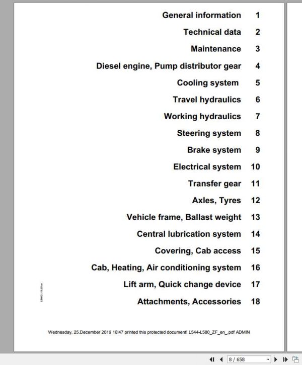 Liebherr Wheel Loader L544 L580 Service Manuals 2