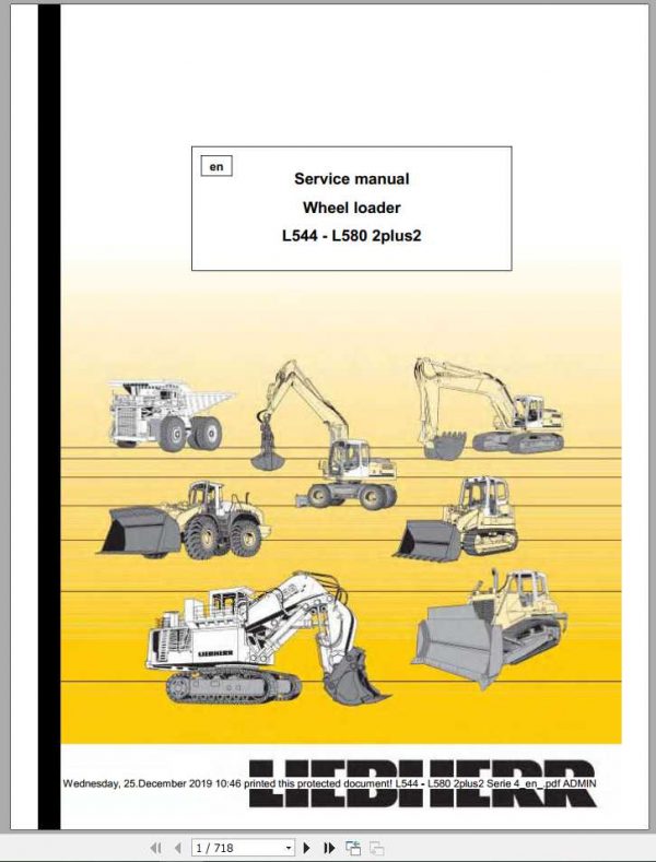 Liebherr Wheel Loader L544   L580 2plus2 Service Manuals