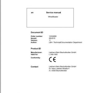 Liebherr Wheel Loader L5461560 Service Manuals 1