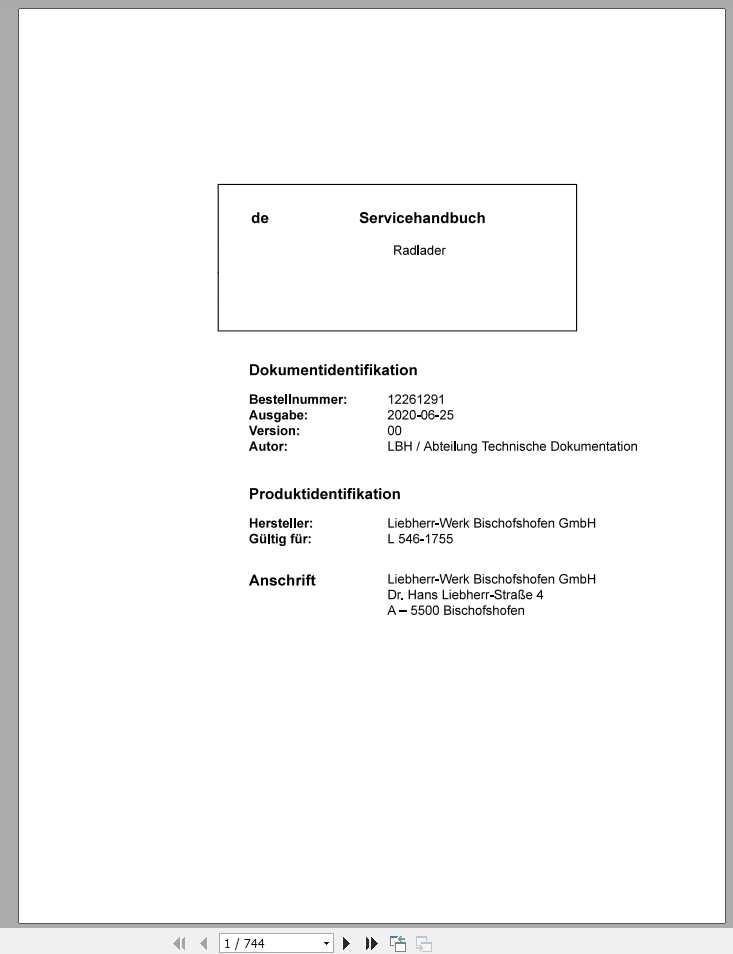 Liebherr Wheel Loader L546 1755 Service ManualDE