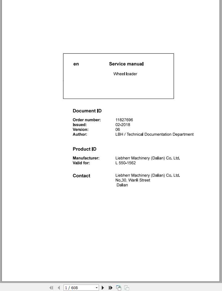 Liebherr Wheel Loader L5501562 Service Manuals 1