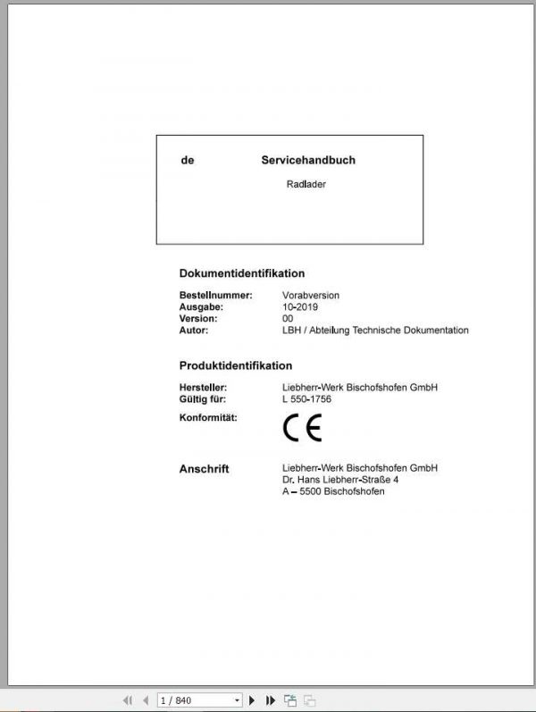 Liebherr Wheel Loader L5501756 Service ManualsDE 1