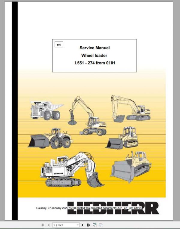 Liebherr Wheel Loader L551 274 From 0101 Service Manuals