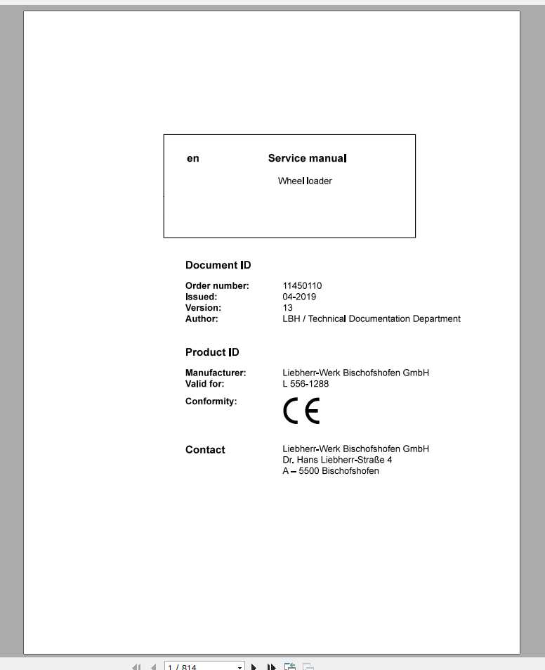 Liebherr Wheel Loader L5561288 Service Manuals 1