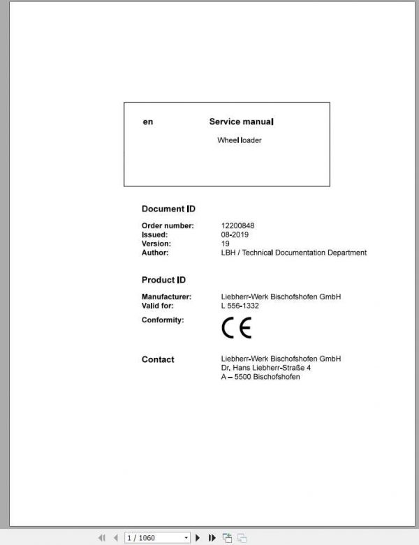 Liebherr Wheel Loader L5561332 Service Manuals 1